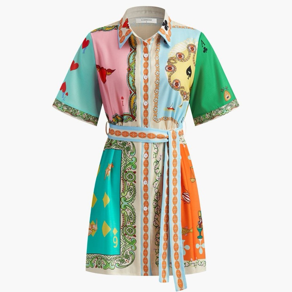 Commense Belted Polo Dress